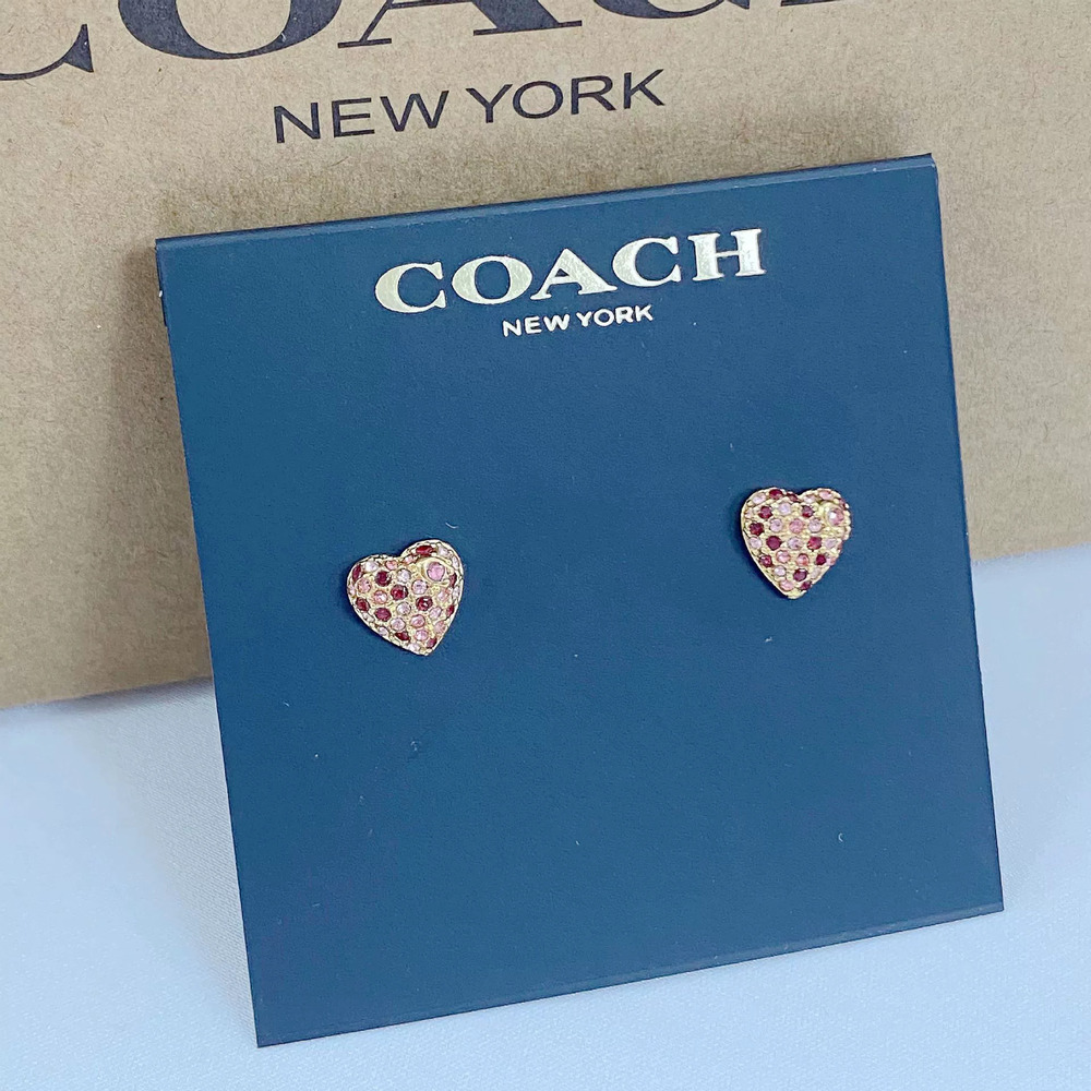 Coach Koujiaci Heart Enamel Diamond Stud Earrings